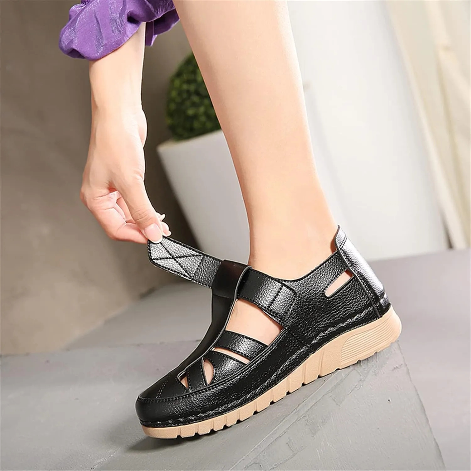 Touchmosees Bohemia Wedge Sandals - Women's Ankle Strap Causal Gladiator Shoes Summer Outdoor Beach Athletic Sandals