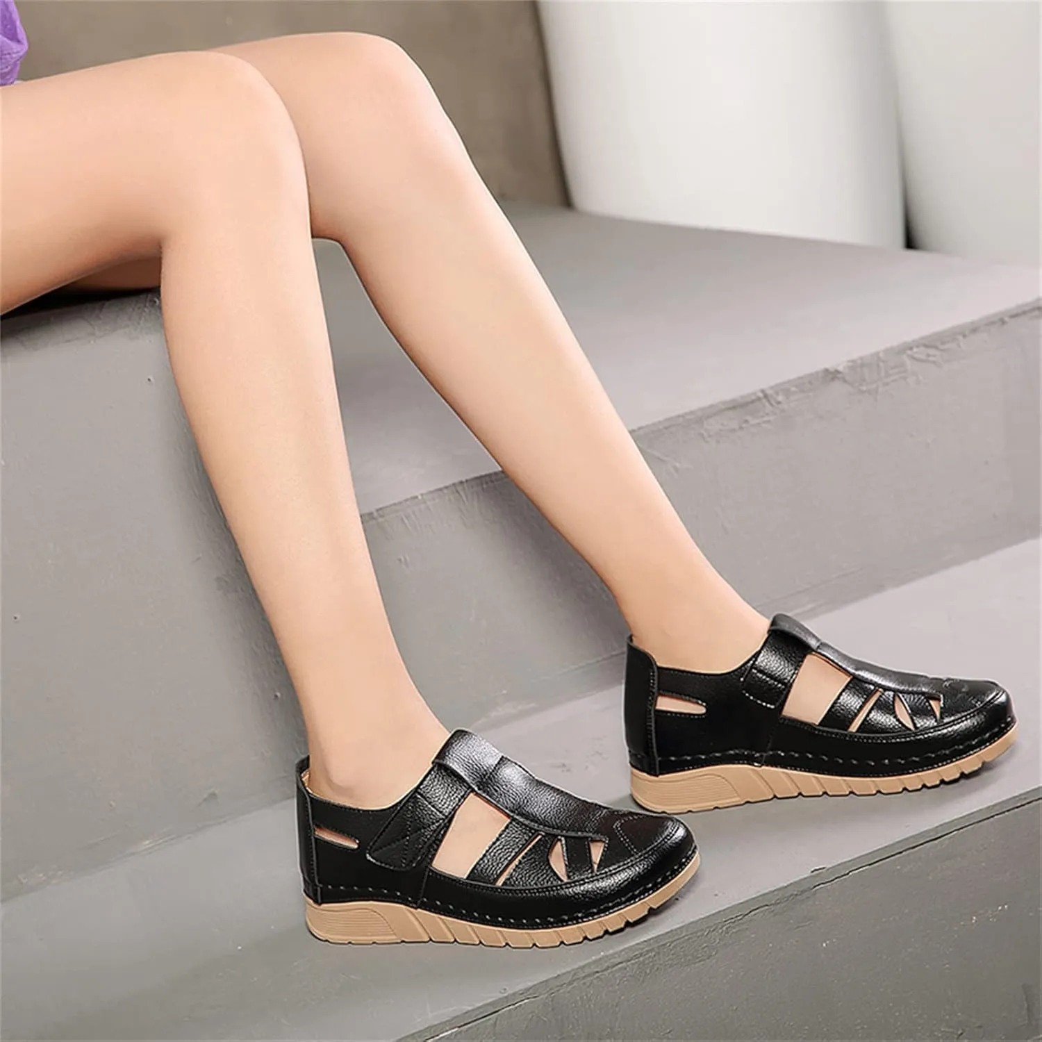Touchmosees Bohemia Wedge Sandals - Women's Ankle Strap Causal Gladiator Shoes Summer Outdoor Beach Athletic Sandals