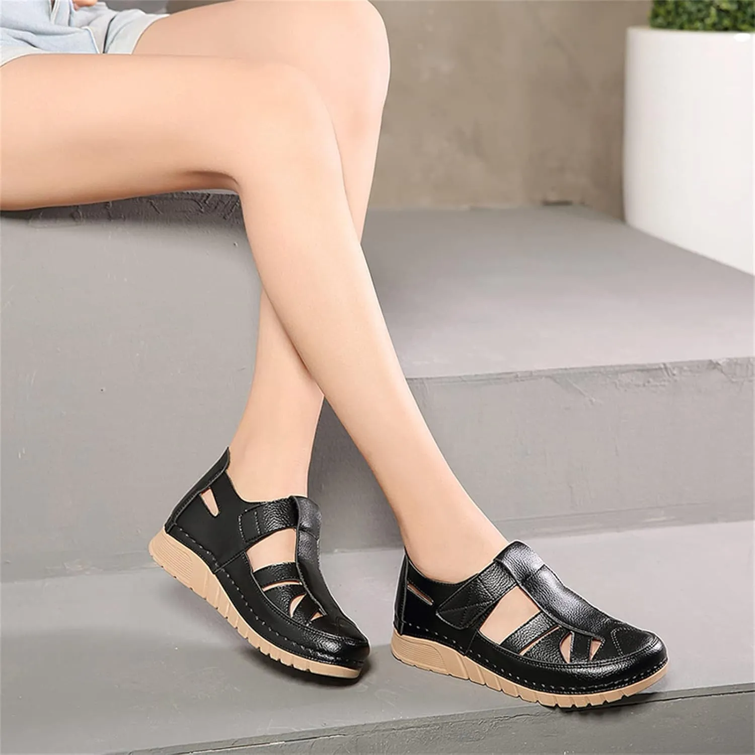 Touchmosees Bohemia Wedge Sandals - Women's Ankle Strap Causal Gladiator Shoes Summer Outdoor Beach Athletic Sandals
