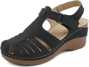 Touchmosees Bohemia Wedge Sandals - Women's Ankle Strap Causal Gladiator Shoes Summer Outdoor Beach Athletic Sandals