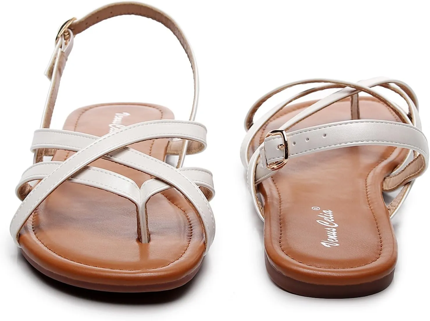 VenusCelia Women's X-Band Strap Flat Sandal