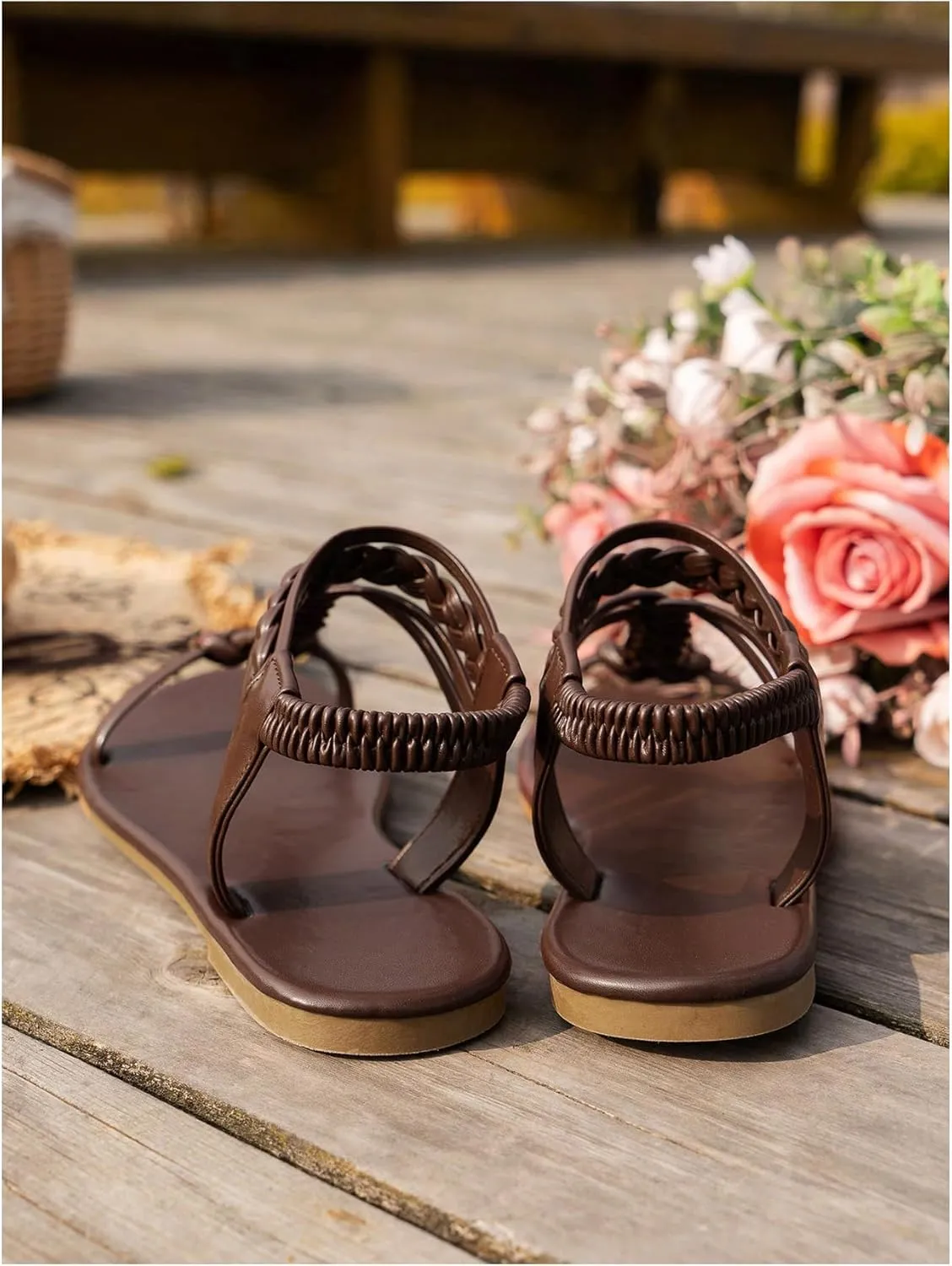 Verdusa Women's Braided Flat Sandals Summer Gladiator Shoes Open Toe Slingback Sandals