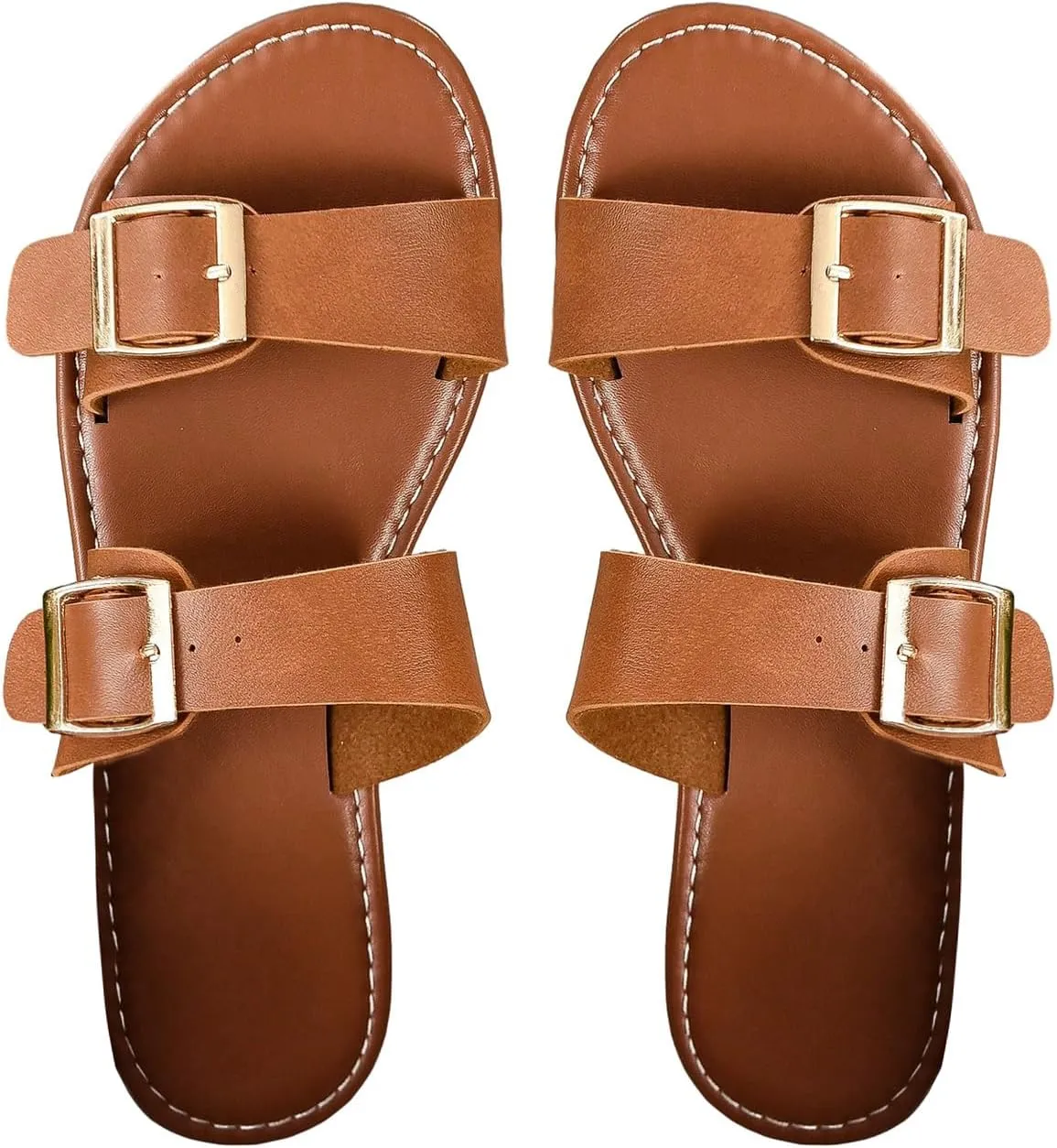 Verdusa Women's Buckle Sandals Summer Slides Open Toe Beach Outdoor Sandal Shoes