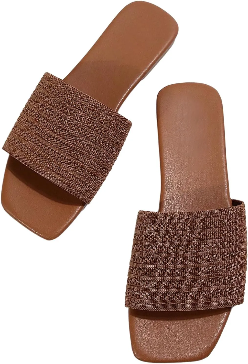 Verdusa Women's Flat Sandals Beach Slides Color Block Open Toe Outdoor Shoes