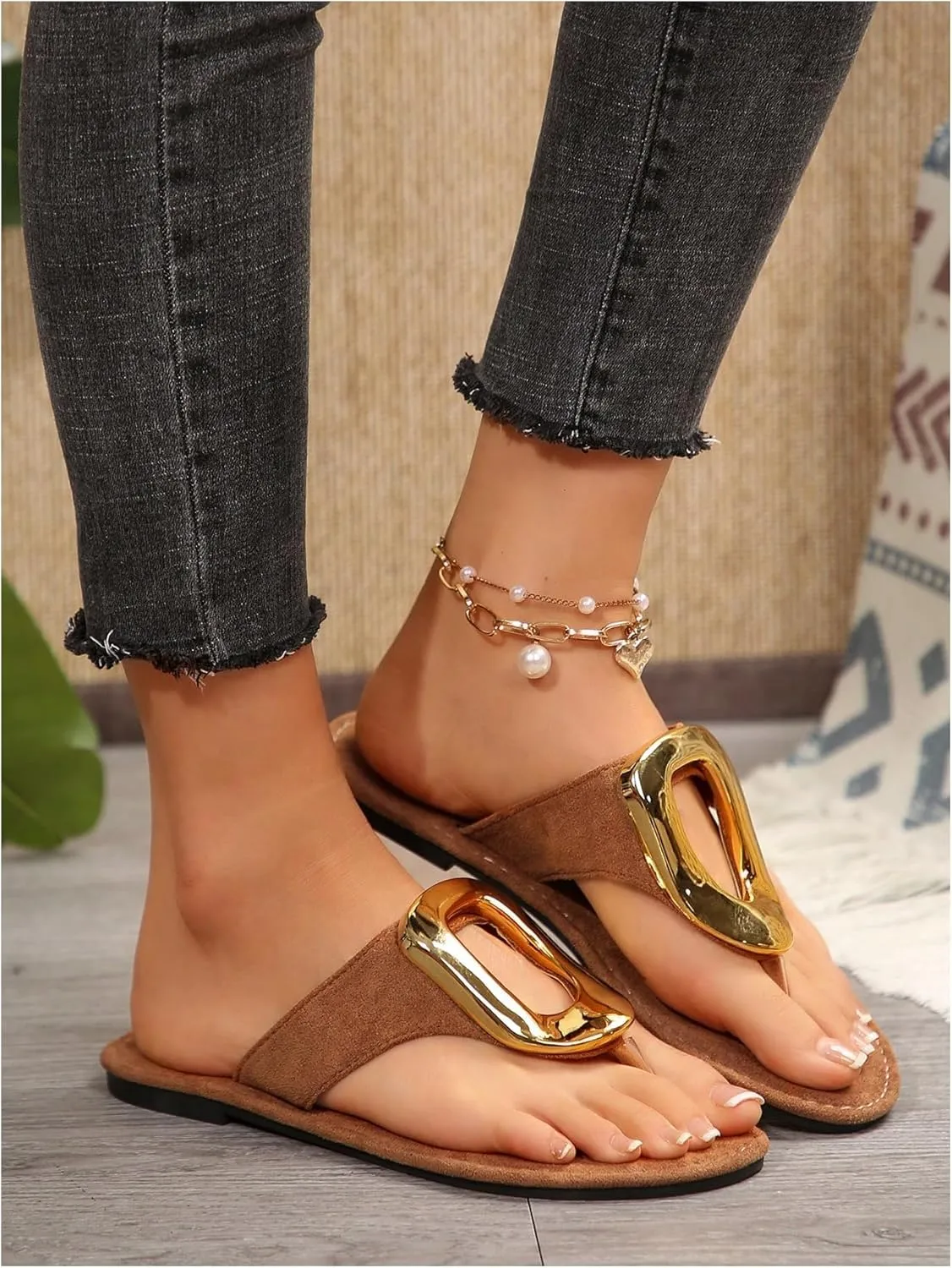 Verdusa Women's Leopard Print Flip Flops Flat Sandals Casual Summer Thong Sandals