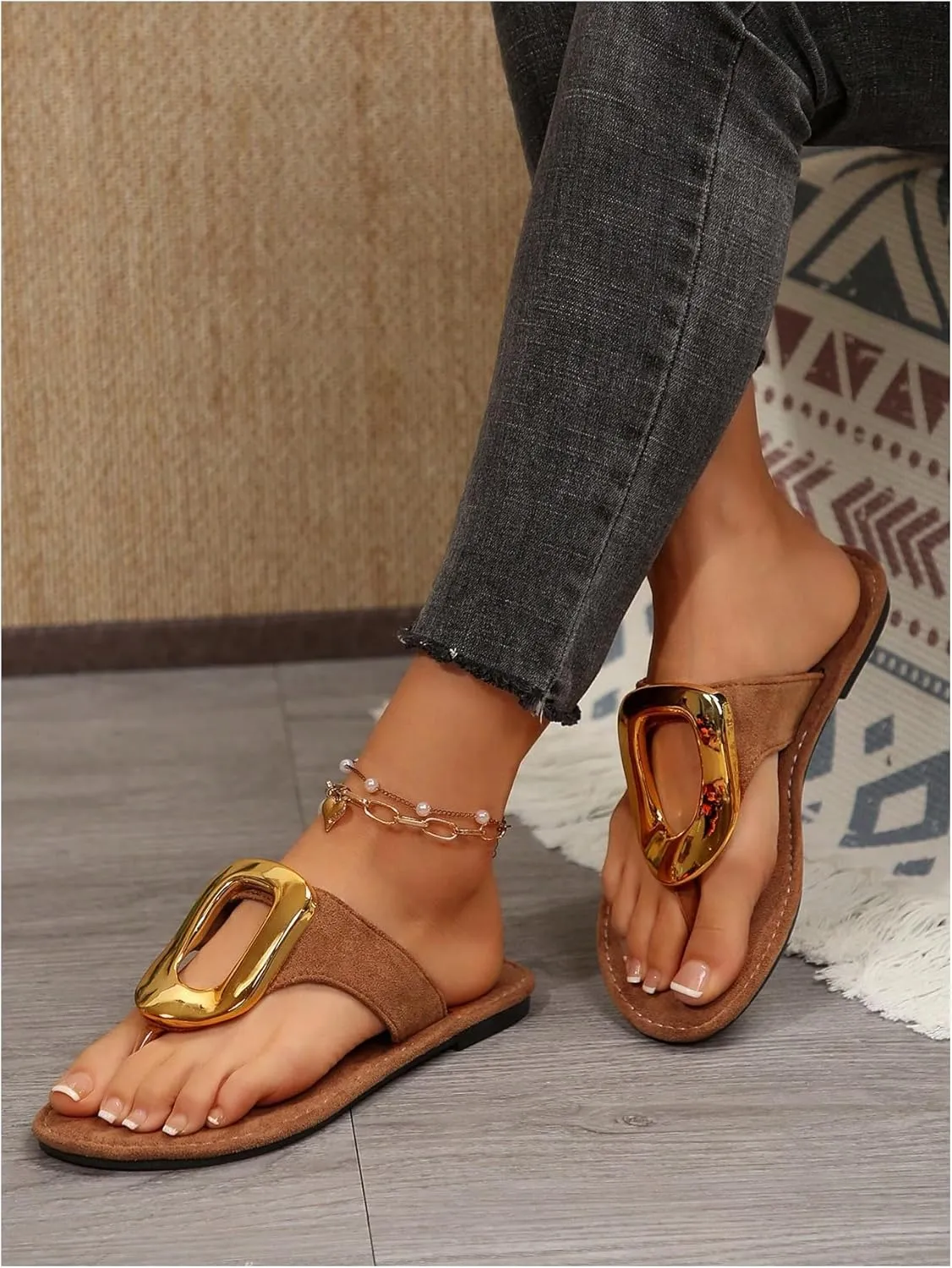 Verdusa Women's Leopard Print Flip Flops Flat Sandals Casual Summer Thong Sandals