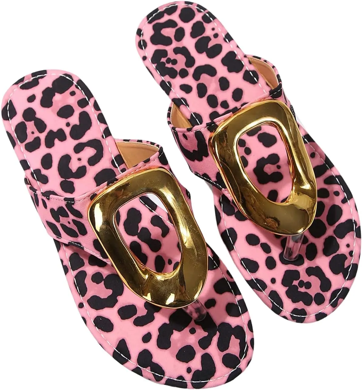 Verdusa Women's Leopard Print Flip Flops Flat Sandals Casual Summer Thong Sandals
