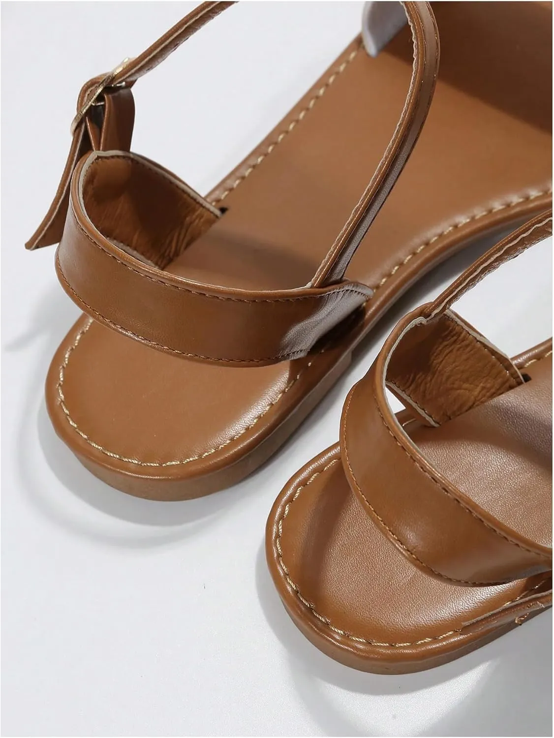 Verdusa Women's One Band Ankle Strap Flat Sandals Open Toe Walking Shoes