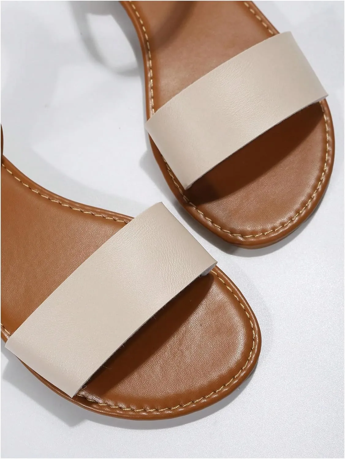 Verdusa Women's One Band Ankle Strap Flat Sandals Open Toe Walking Shoes