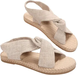 Verdusa Women's Open Toe Elastic Ankle Strap Flat Sandals Summer Shoes