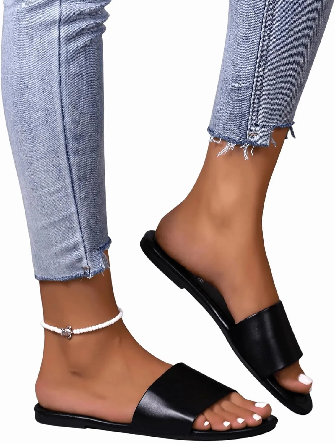 Verdusa Women's Open Toe Flat Sandals Beach Slides Outdoor Shoes