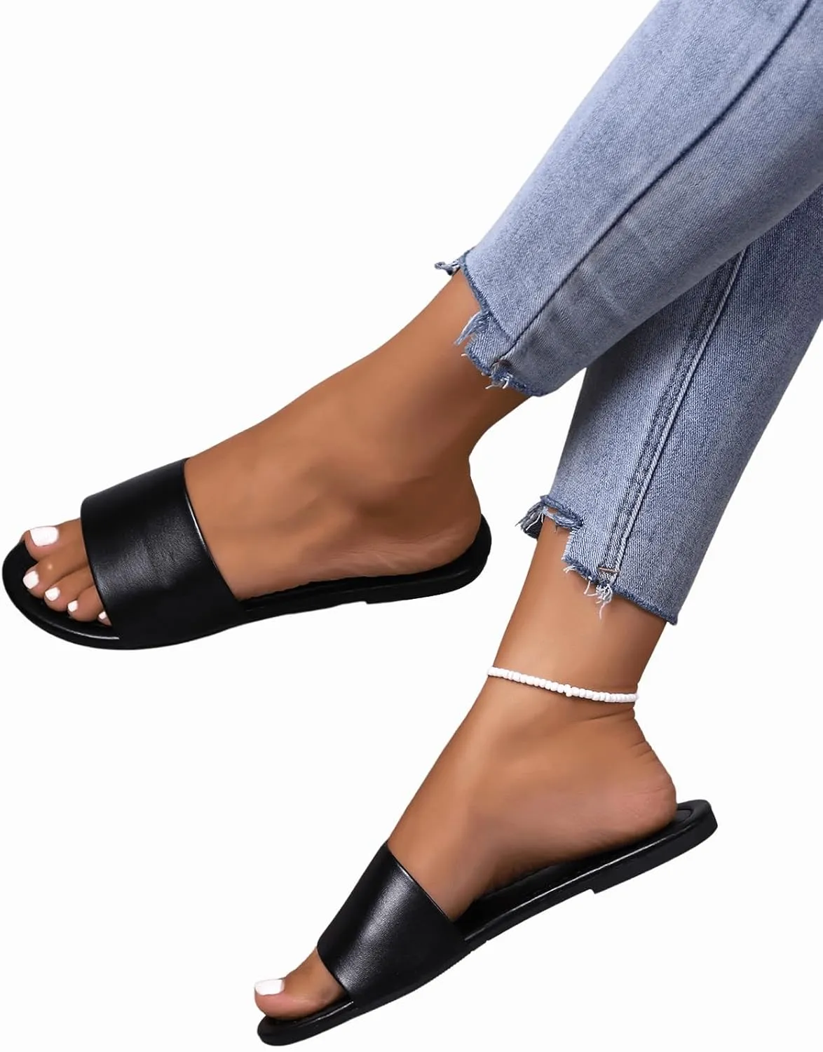 Verdusa Women's Open Toe Flat Sandals Beach Slides Outdoor Shoes