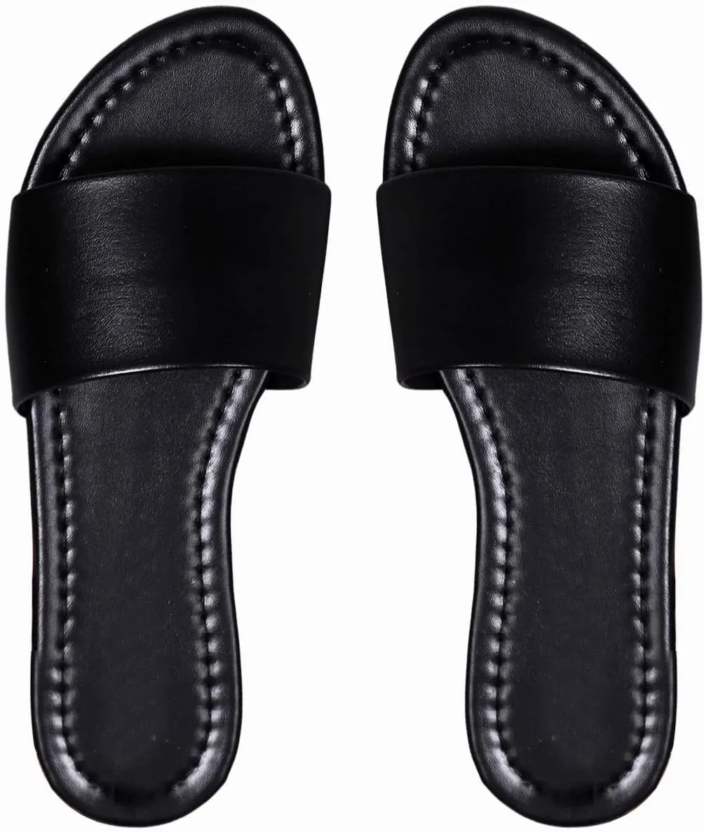 Verdusa Women's Open Toe Flat Sandals Beach Slides Outdoor Shoes