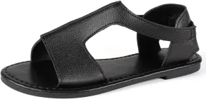 Verdusa Women's PU Leather Slingback Sandals Open Toe Flat Sandals with Ankle Strap