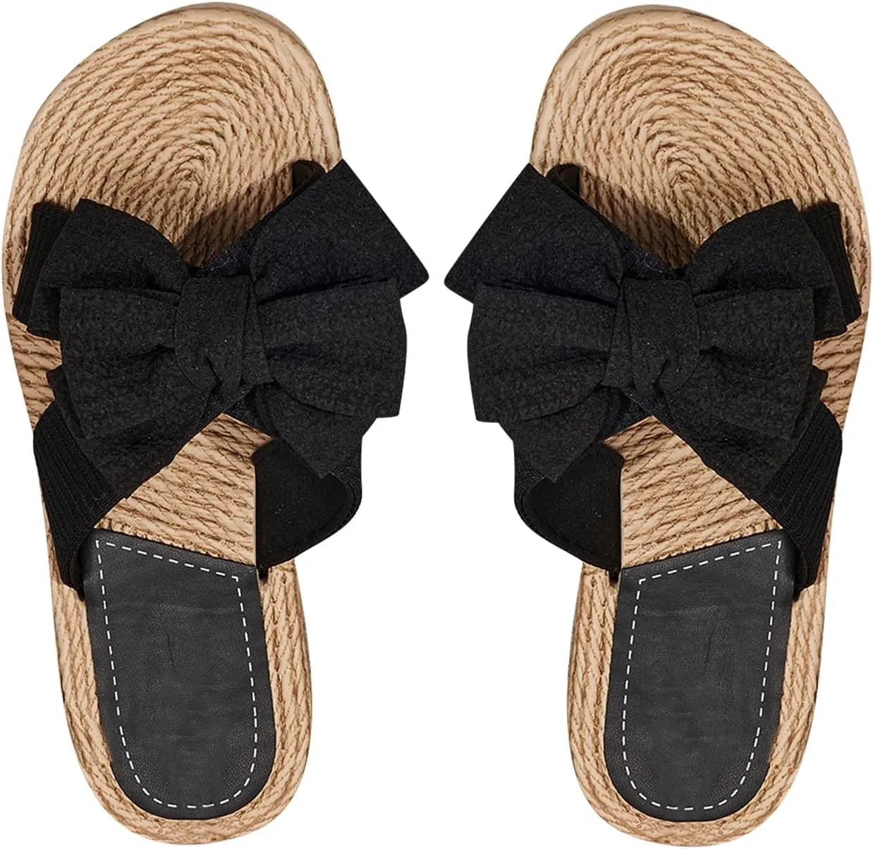 Verdusa Women's Rhinestone Bow Flat Sandals Open Toe Slip On Slides Sandals