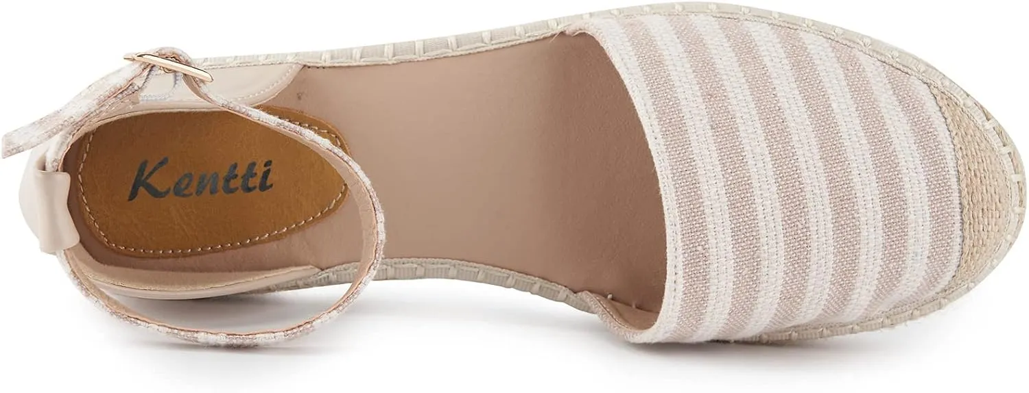 Women's Comfortable Closed Toe Ankle Strap Flat Espadrille Sandals