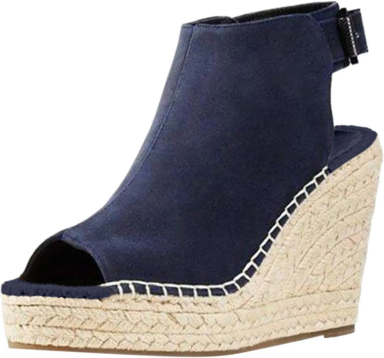Women's Espadrille Wedges Sandals Slingback Buckle Strap Open Toe Platform Slip on Casual T Strap Heels Beach Shoes