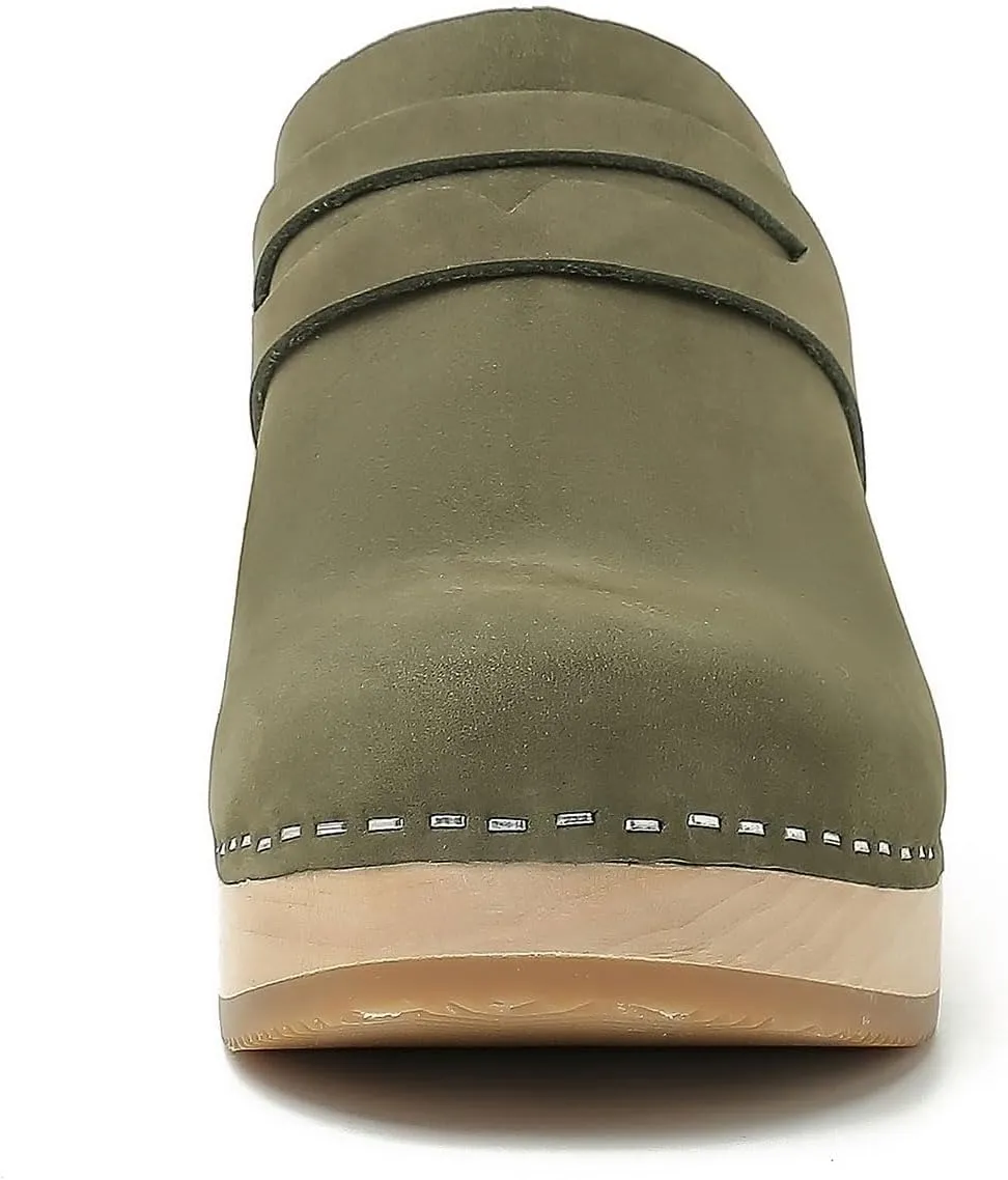 Women's Handmade Wooden Clog Mule 2.3" Open Back Leather Clogs Classic Clogs Mule for Long-Lasting Wear