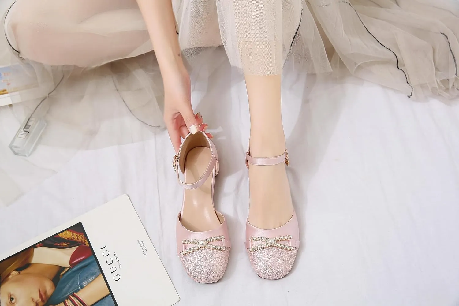 Women's JS63 Rhinestone Light Weight Studded Microfiber D-Orsay Pumps