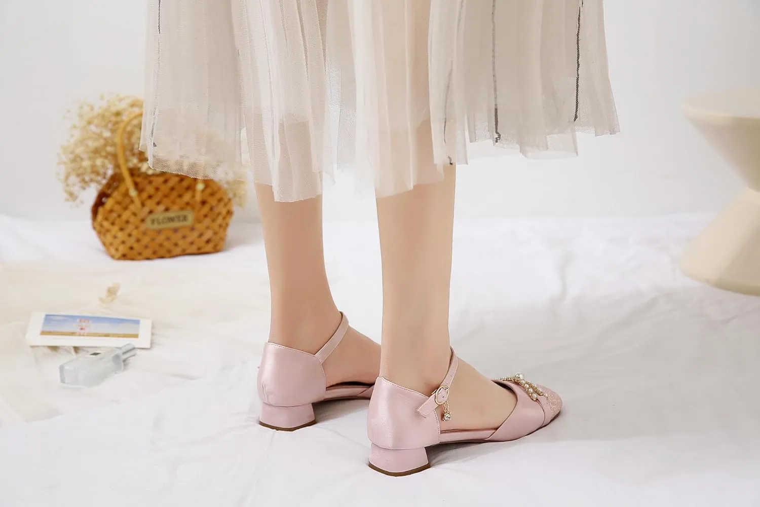 Women's JS63 Rhinestone Light Weight Studded Microfiber D-Orsay Pumps