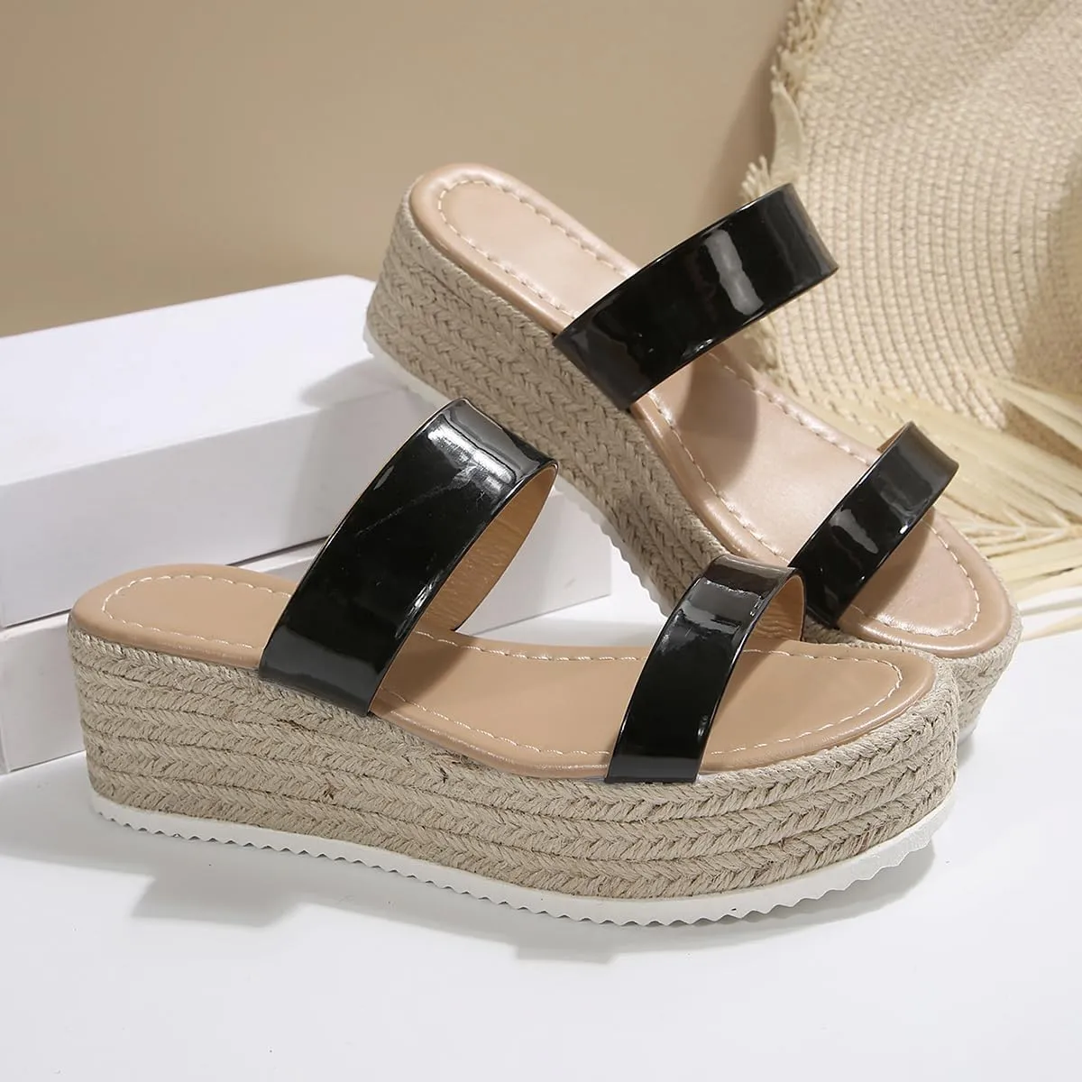 Womens Platform Sandals Wedges Slides Slip on Bohemia Sandals Flatform Open Toe Beach Sandals Dressy Outdoor Summer Shoes