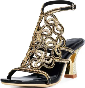 YooPrettyz Women Wedding Prom Party Evening Dress Sandal Ankle Strap Chunky Heels